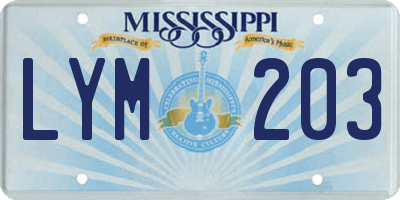 MS license plate LYM203