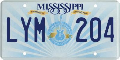 MS license plate LYM204