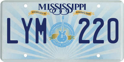 MS license plate LYM220