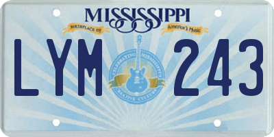 MS license plate LYM243