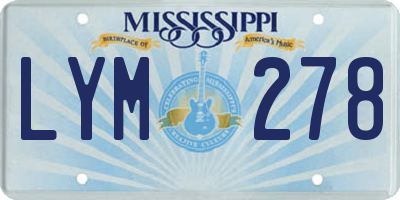 MS license plate LYM278