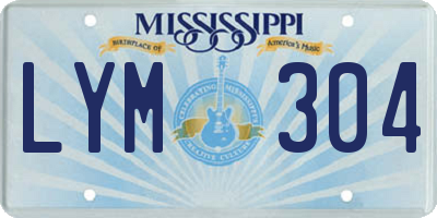MS license plate LYM304