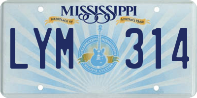 MS license plate LYM314