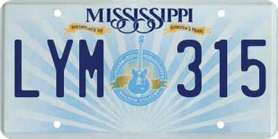MS license plate LYM315
