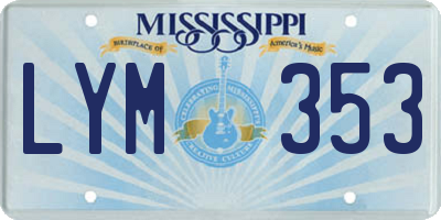 MS license plate LYM353