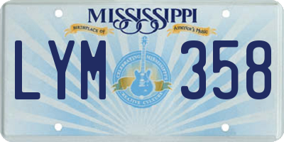 MS license plate LYM358