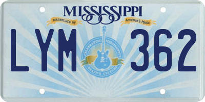 MS license plate LYM362