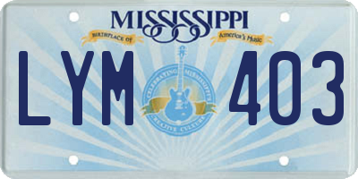 MS license plate LYM403