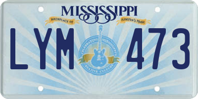 MS license plate LYM473