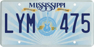 MS license plate LYM475