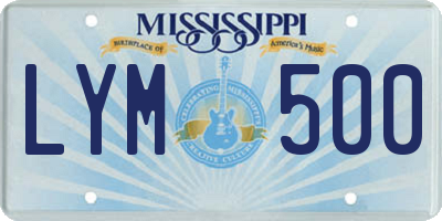 MS license plate LYM500