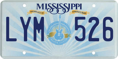 MS license plate LYM526