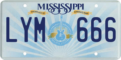 MS license plate LYM666