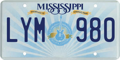 MS license plate LYM980