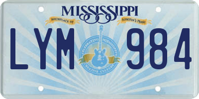MS license plate LYM984