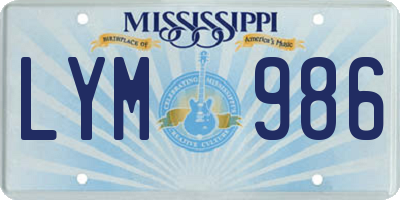 MS license plate LYM986