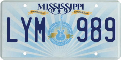 MS license plate LYM989