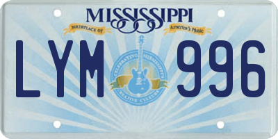 MS license plate LYM996