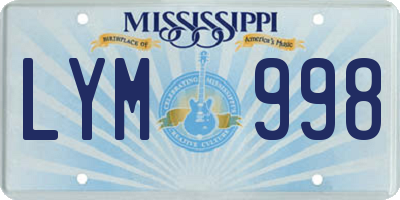 MS license plate LYM998