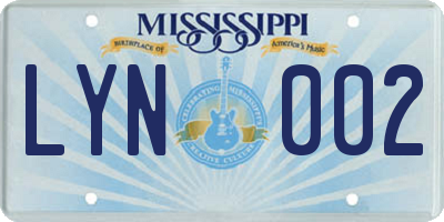 MS license plate LYN002