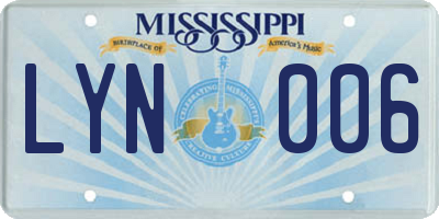 MS license plate LYN006