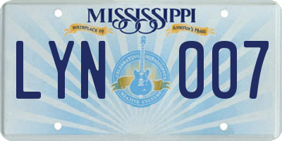 MS license plate LYN007