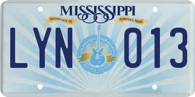 MS license plate LYN013