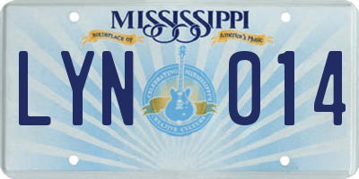 MS license plate LYN014
