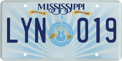 MS license plate LYN019