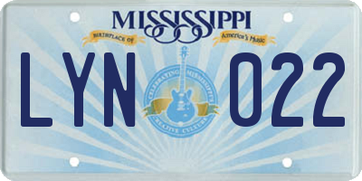 MS license plate LYN022