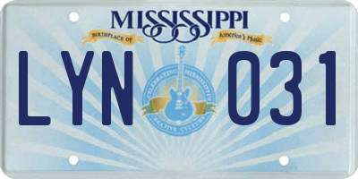 MS license plate LYN031