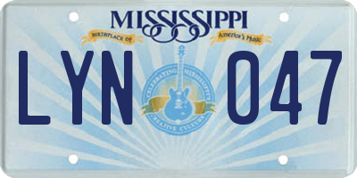 MS license plate LYN047