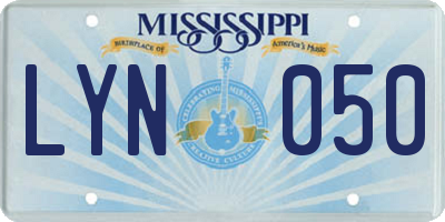 MS license plate LYN050