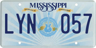 MS license plate LYN057