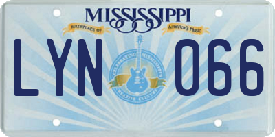 MS license plate LYN066