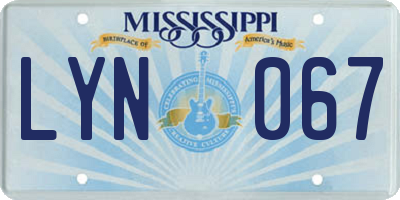 MS license plate LYN067