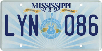 MS license plate LYN086