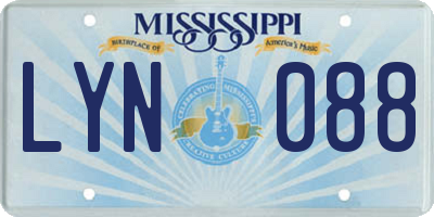 MS license plate LYN088
