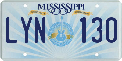 MS license plate LYN130
