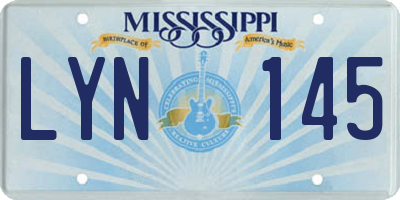 MS license plate LYN145