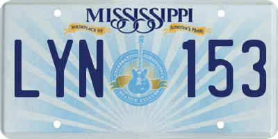 MS license plate LYN153
