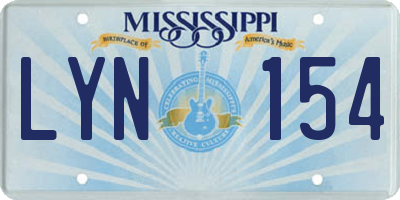 MS license plate LYN154