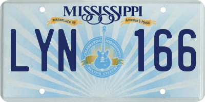 MS license plate LYN166