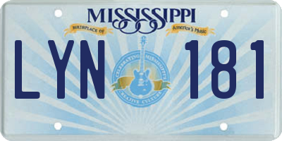 MS license plate LYN181