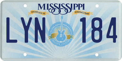 MS license plate LYN184