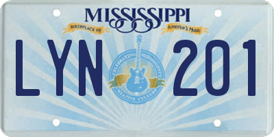 MS license plate LYN201