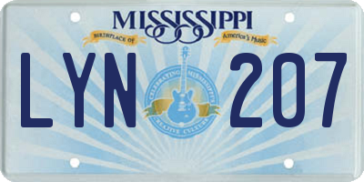 MS license plate LYN207