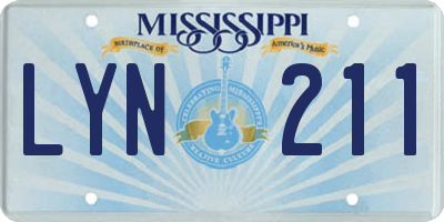 MS license plate LYN211
