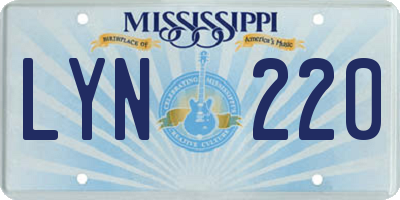 MS license plate LYN220