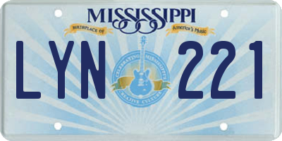 MS license plate LYN221